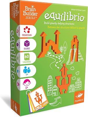FoxMind Games: Equilibrio Spatial Logic and Dexterity Game, Build Gravity Defying Structures, 60 Smart Puzzles to Work Through, 6 Levels of Complexity, Develops STEM Skills, 1 Players, for Ages 5
