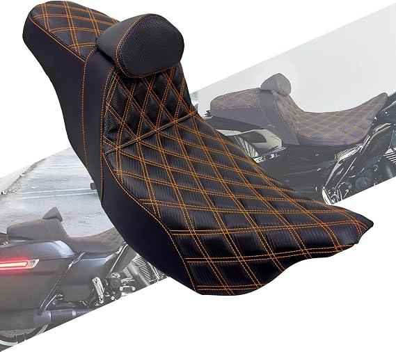 Two-Up Seat with Driver Backrest Fit for Harley Touring 2009-2023