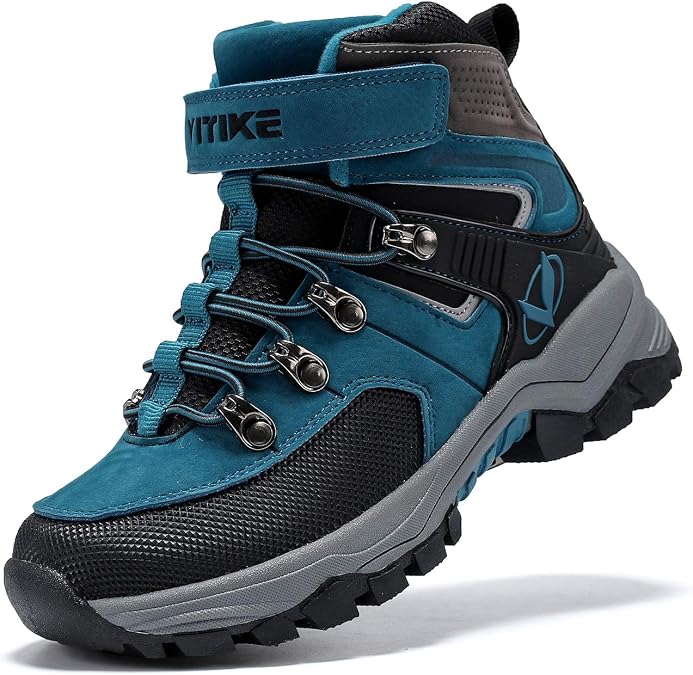 JMFCHI Kids Winter Hiking Shoes Boys Girls Warm Non-Slip Sole Snow Boots | Warm plush lining,Anti-skid sole steel buckle,Easy wear,Water-resistant,Comfortable winter play,Snow boot walking hiking