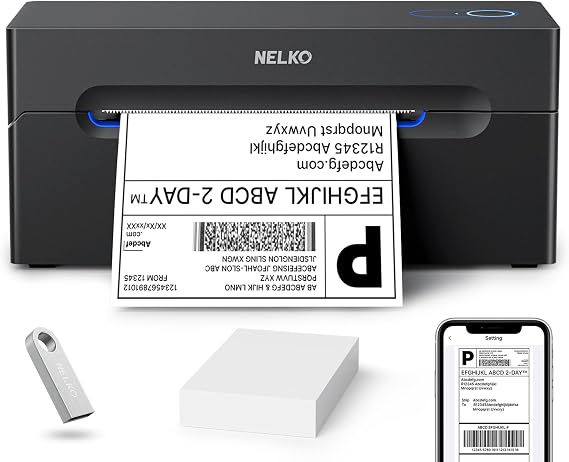 Nelko Bluetooth Thermal Shipping Label Printer, 4x6 Thermal Label Printer