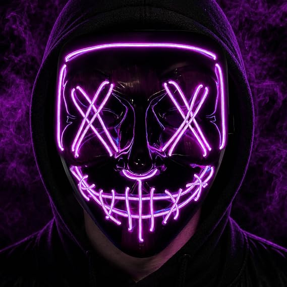 Peywot Halloween Mask LED Light Up Mask Scary mask with 3 Modes for Adults