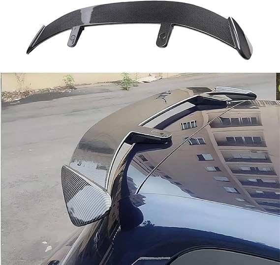 Car Rear Trunk Spoiler for Peugeot 208 II/208 I/208 GT/e-208 P21 A9 CC CA 5-Door/3-Door 2012-2024, Tailfin Tail Fin Tailgate Bumper Diffuser Spoiler Styling Accessories,Carbon Fiber Look