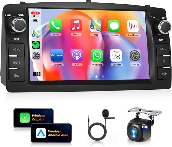 Car Stereo for Toyota Corolla E120 E130 2000-2008, 4G+64G Wireless Carplay