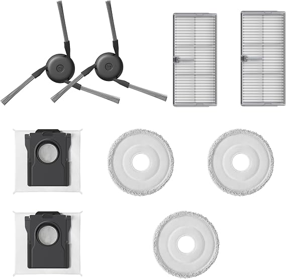 Mova Accessories Kit P10 Pro Ultra/ P50 Pro Ultra Vacuum Cleaner Parts, Include 2 Side Brushes, 2 Filters, 3 Mop Pads, 2 Dust Bags