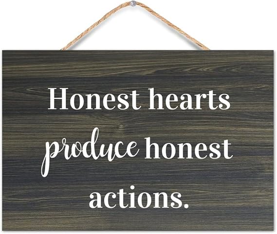 Honest Hearts Produce Honest Actions. Wooden Wall Sign 8x12in Wood Sign Farmhouse Rustic Family Wall Plaques Art for Entryway Door Living Room Bedroom Kitchen Christmas Decorations