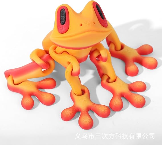 7.87in 3D Printed Frog Toys, Flexible Cool Cute 3D Printed Animal Toys, Executive Desk Locker Decor Fridge Magnets, Birthday Goodie Bag Stuffers Great Gift for Boys Girls (Qiu)