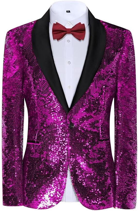 Boys Sequin Blazer Glitter Suit Jackets for Prom Party Formal Shawl Collar Boys Tuxedo Coats Size 2-20