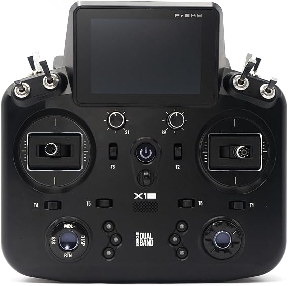 FrSky Tandem X18 Radio Transmitter Dual-Band 2.4GHz & 900MHz TD System 4ms Low Latency Color Touchscreen |ETHOS OS Metal Hall Gimbals 24CH Access/ACCST D16 / TD Receiver Compatible(Black)