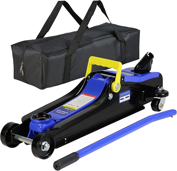 2 Ton Low Profile Floor Jack with Storage Bag,Heavy Duty Hydraulic Steel Racing Floor Jack with Single Piston Quick Lift Pump for Sport Utility Vehicle, Lifting Range 3-2/10" min to 15-1/5" max,Blue