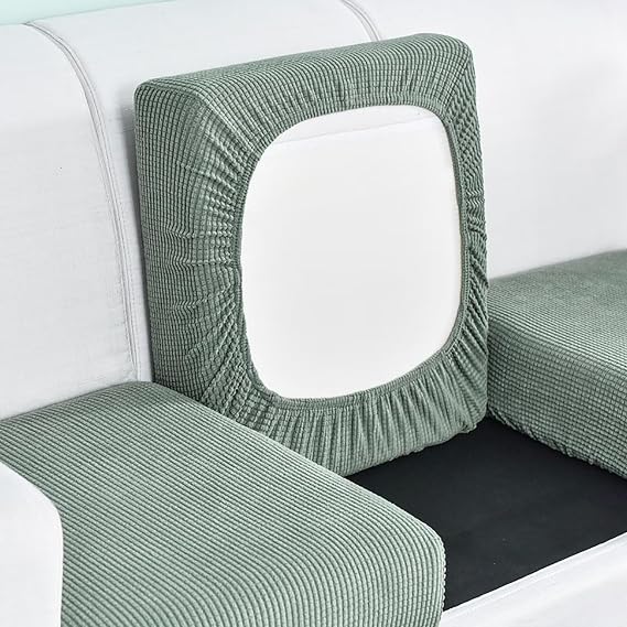 Sofa Seat Cushion Cover, Stretch Sofa Seat Cover, Fitted Universal Couch Cover, Non-Slip Sofa Slipcovers Velvet Sofa Covers Replacement for Individual Cushion(1-Sitzer, Green)