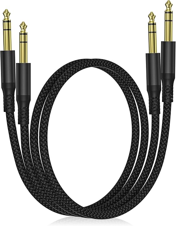 Elebase 1/4 Inch TRS Instrument Cable 3FT 2Pack,6.35mm Male Guitar Cord 1M