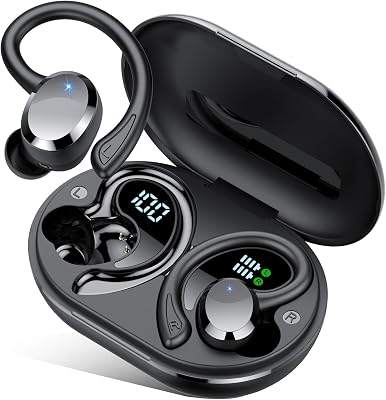 sprtoybat Wireless Earbuds, 2026 New Bluetooth 5.4 Headphones Sport Earphones with 68Hrs Playtime LED Display ENC Noise Cancelling Mic, IPX7 Waterproof Over Ear Ear Buds with Hook for SportsRunning