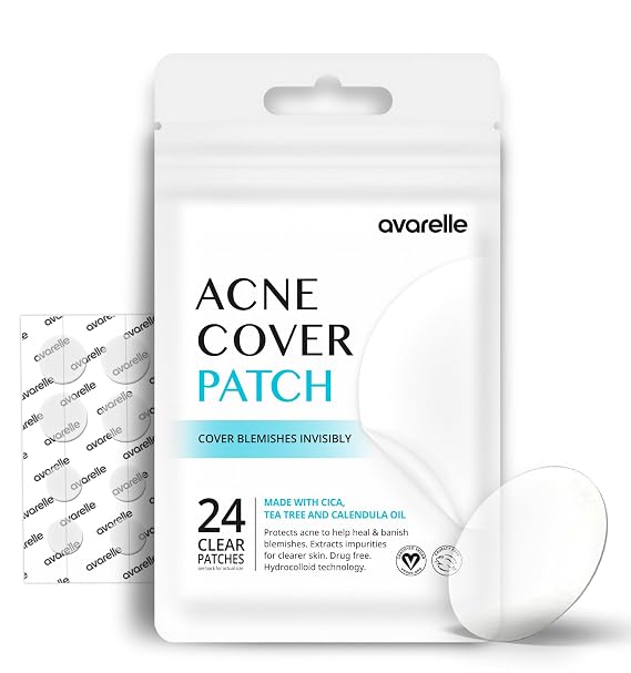 AVARELLE Original Hydrocolloid Acne Pimple Patches for Face 24 Count | Hydrocolloid Pimple Patches for Face, Zit Patches, Spot Stickers, Acne Dots, Tea Tree, Cica, Calendula, Vegan, Cruelty Free