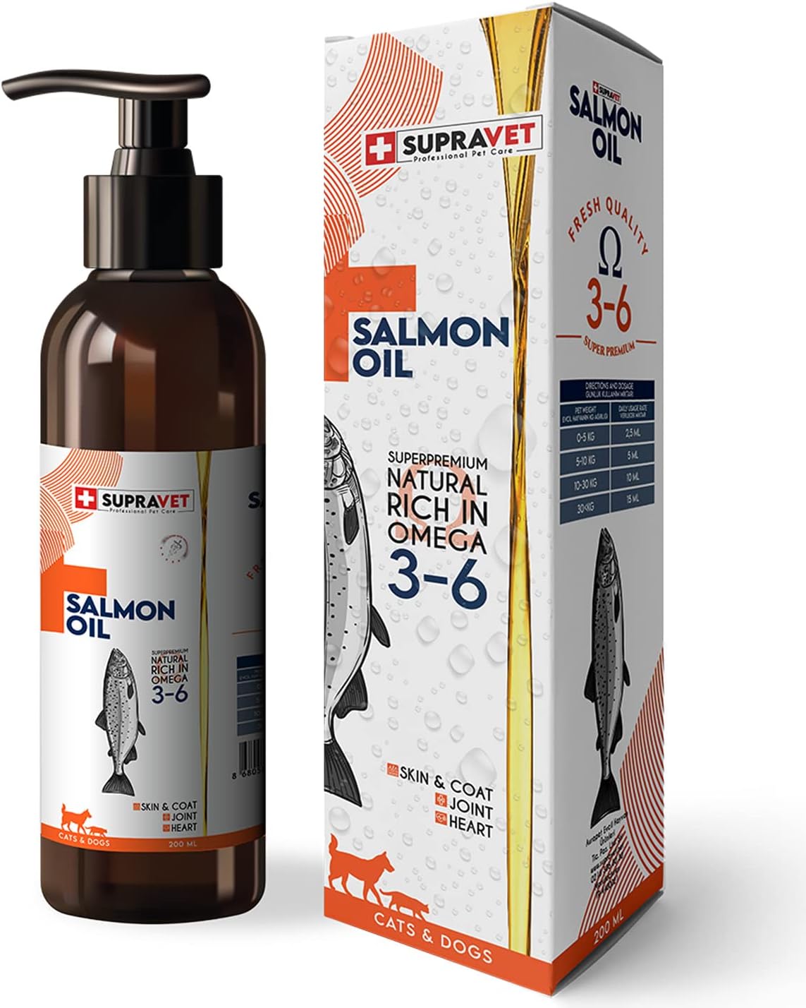 Supravet Salmon Oil Cats And Dogs 200 ML Doğal Kedi Köpek Norveç Somon Yağı