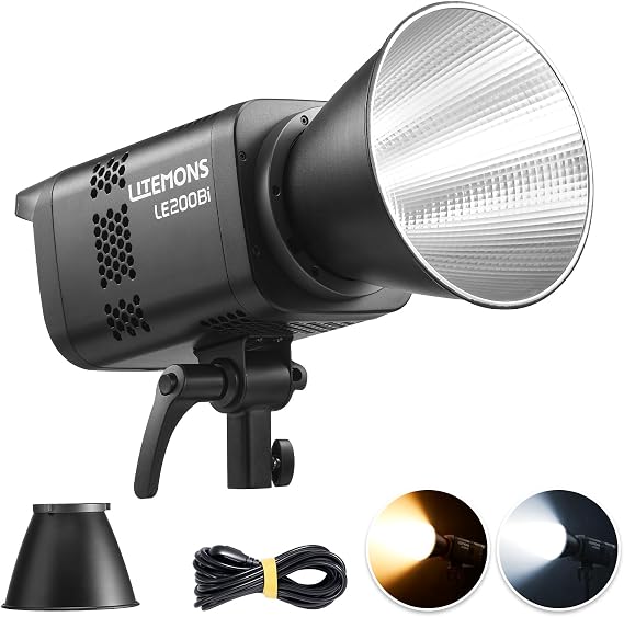 Godox Litemons LE200Bi 220W Bicolor LED Video Light Bowens Mount Continuous | 57700lux@1m, CRI/TLCI 98+, APP DMX Control Professional LED Studio Light for Photography Video Recording Streaming