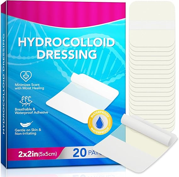 Hydrogel Dressing 2 × 2 In-20 PCS, Waterproof Wound Dressing, Wound Protection & Repair Patch, Suitable for Burns, Ulcers, and Traumatic Wounds, Breathable, Gentle, and Non Irritating Pads