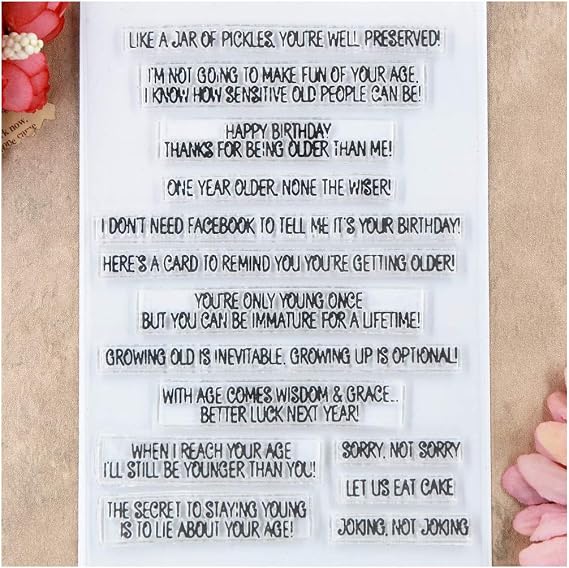 Kwan Crafts Words Letters Happy Birthday Let Us Eat Cake Clear Stamps for Card Making Decoration and DIY Scrapbooking