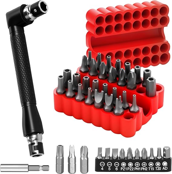46pcs Security Bit Set with Security Torx, Square, Metric & SAE Hex, Phillips, Slotted, Triwing, L Shape Wrench, Spanner Bit Set, Torx Bit Set, Tamper Proof Torx Bit Set, Security Screwdriver Set