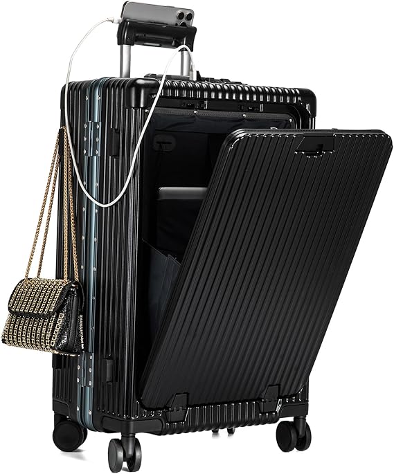 feilario PC Hardside Carry On Luggage, Aluminum Frame, TSA Lock, Cup Holder