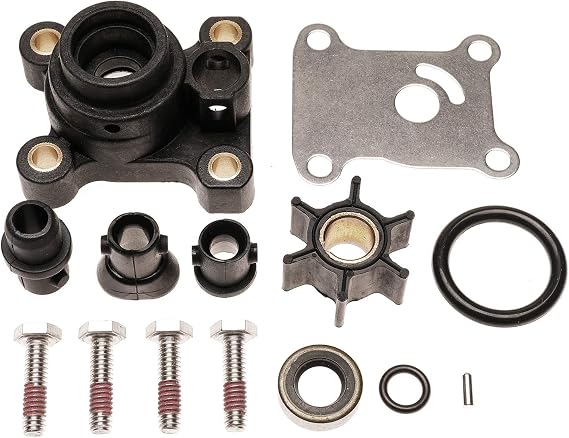 Impeller Water Pump Repair Kit with Housing for Johnson for Evinrude 8-15HP 2 Stroke and 4 Stroke Outboard 1974 and Later Replaces for Sierra 18-3327 394711 0394711 386697 391698 389112 387610
