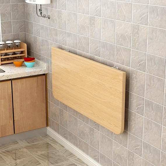 Wall Folding Table Folding Desk Foldable Wall Mounted Table Wooden Wall Mounted Folding Table for Kitchen, With Stand, Space Saving Desk Office Home Desk - Capacity 50kg Size L80xW50cm/L31.5xW19.7in