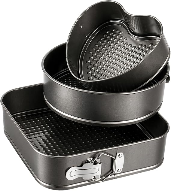 3 Pack Non Stick Springform Cake Pan Set, Round Baking Tins & Trays Baking Set 22/24/26cm, BPA Free Spring Loaded Cake Tins, Microwave Safe Bakeware Baking Set for Cheesecake & Baking