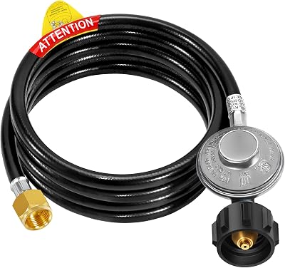 GasSaf 12 Feet Propane Regulator with Hose, Grill Regulator Hose for Weber Grills, Blackstone Griddles, Heater, Fire Pits and More