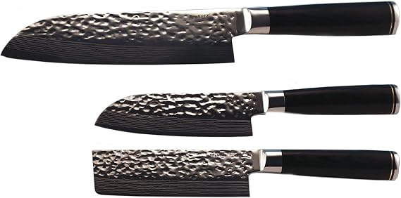 Berghoff Martello 3Pc Kitchen Knives, Chef Knife, Santoku & Cleaver