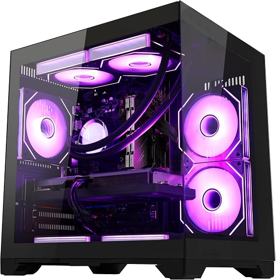 Gaming Desktop PC- AMD Ryzen 5 9600X 6-Core 3.9GHz- AMD RX 9060XT 16GB- 32GB DDR5 RAM- 1TB PCIe SSD- WiFi & BT- PSU 650W- 240mm Liquid Cooler & ARGB Fans with Software- Windows 11- Black