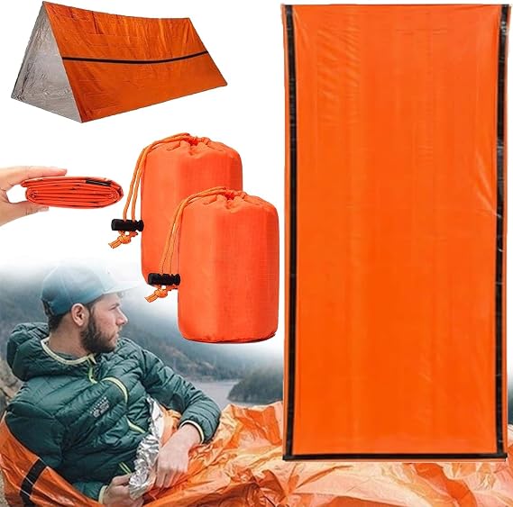 Emergency Sleeping Bag, 84"X36" Waterproof Survival Emergency Sleeping Bags for Survival, Pocket Size Survival Blanket, Thermal Bivy Sack for Outdoor Camping, Hiking