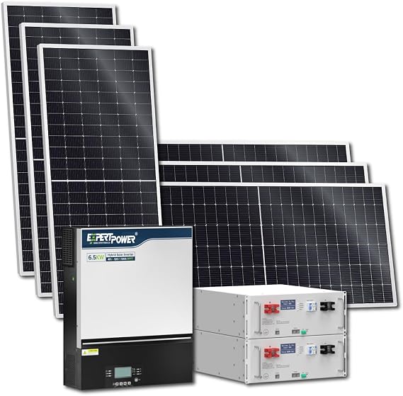 ExpertPower 10KWH 3240W 48V-120V Solar Power System Kit | LiFePO4 48V 200Ah Battery, 3240W Solar Panels, 6.5KW Hybrid Solar Inverter, 120A MPPT