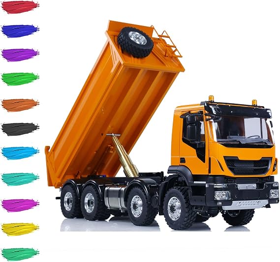 1/14 LESU 8X8 Metal Chassis RC Hydraulic Dump Truck Remote Control Tipper DIY Dumper Car Model 2Speed Gearbox Hobby Grade Model