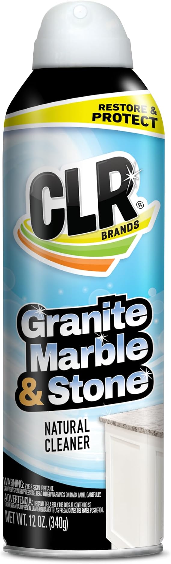CLR Clean & Clear Stone, Granite, Marble, and Stone Cleaner, 12 Ounce Aerosol Spray Can (Packaging May Vary)