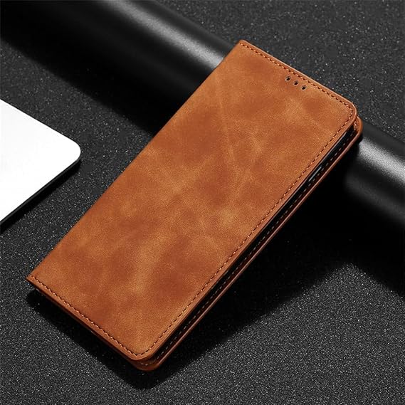 Luxury Leather Case for Oneplus 3 3T 5t 6 6T 7 7T Pro Flip Shockproof Wallet Phone Cover for OnePlus 5 Magnetic,Light Brown,for Oneplus 7T