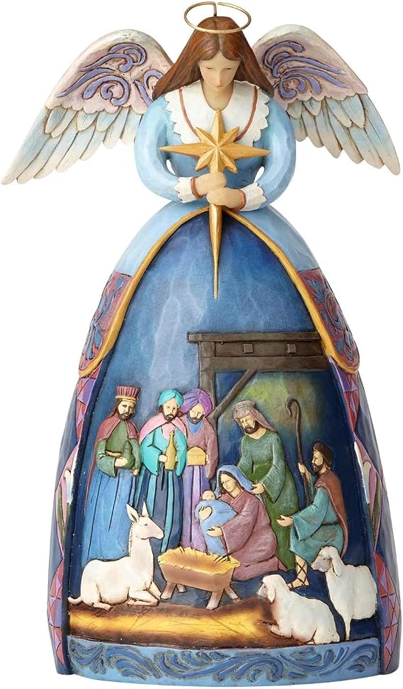 Enesco Jim Shore Heartwood Creek Angel with Nativity Scene Christmas Figurine 4059760