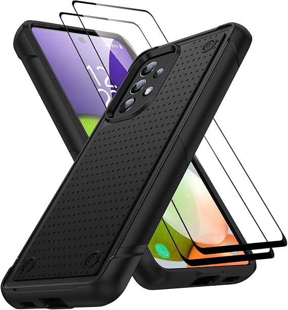 Jeylly for Samsung Galaxy A52 5G Case with Screen Protector, Black