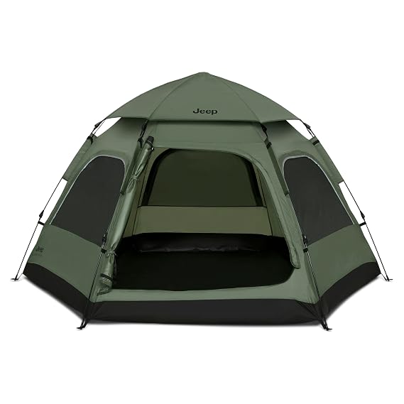 Jeep Compass 4-Person Pop Up Instant Tent by Delta Children with Carry Bag, Stakes and Guy Lines Waterproof - UPF 50+Protection, Olive Green
