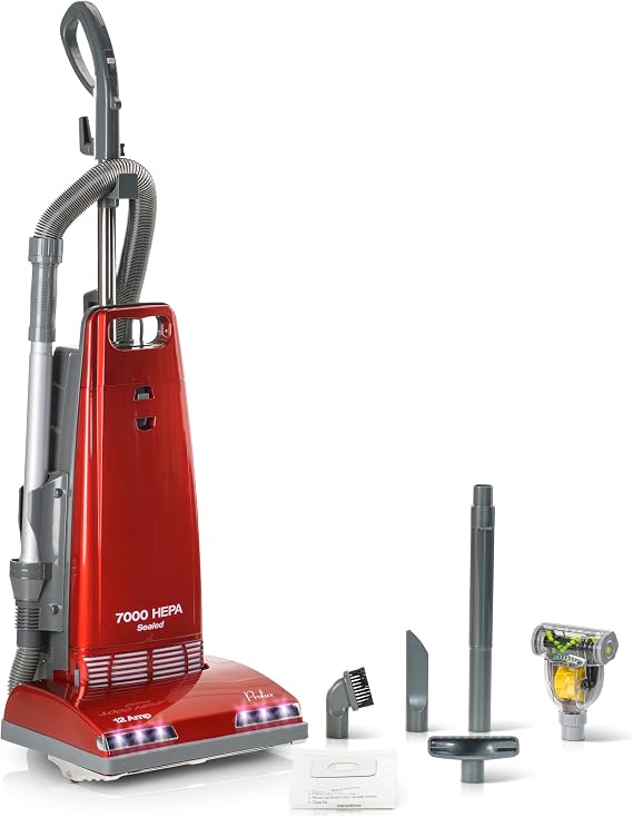 Prolux 7000 Upright Vacuum Powerful True HEPA Filtration, Bagged Dust Chamber, Stainless Steel Brush Roll, Onboard Tools