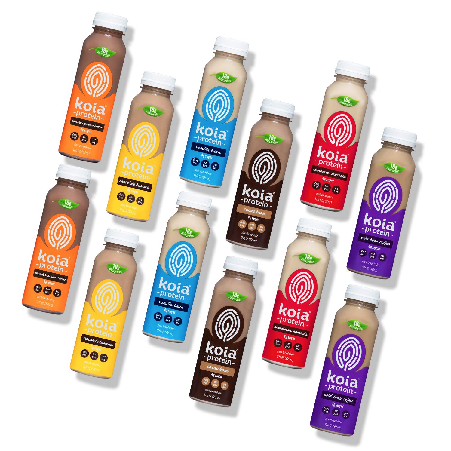 Koia Protein Variety 12-Pack - Ready To Drink Plant Protein Shakes 12 oz - Dairy Free, Gluten Free, Soy Free, Non-GMO, Kosher, Vegan