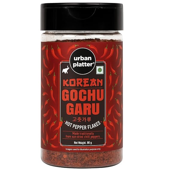 Urban Platter Korean Gochugaru Hot Pepper Powder | 2.82 Oz (80g) | Authentic Sun-Dried Red Chili Flakes | Smoky & Spicy | Non-GMO | For Kimchi, Korean BBQ, Soups & Stir-Fries