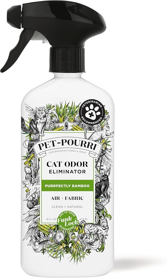 Pet-Pourri Air + Fabric, Cat Odor Home Deodorizer Spray, Bamboo, 16 Fl Oz