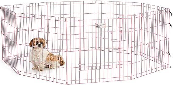 MidWest 24-Inch Pink Exercise Pen, Single Door, 16 Sq Ft Play Area
