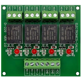 Electronics-Salon 4 SPDT 10Amp Power Relay Module, DC 24V Version.