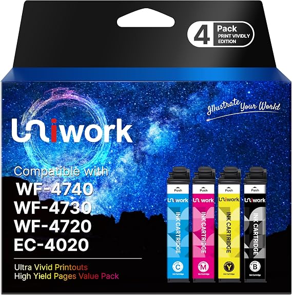 Uniwork Remanufactured Replacement for 802XL Ink Cartridge 4 Pack for 4740