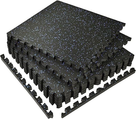 SUPERJARE 0.56'' Thick 24 Sq Ft Rubber Top Gym Flooring for Home Gym