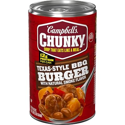 Campbells Chunky Texas-Style BBQ Burger with Natural Smoke Flavor Soup, 18.8 oz Can