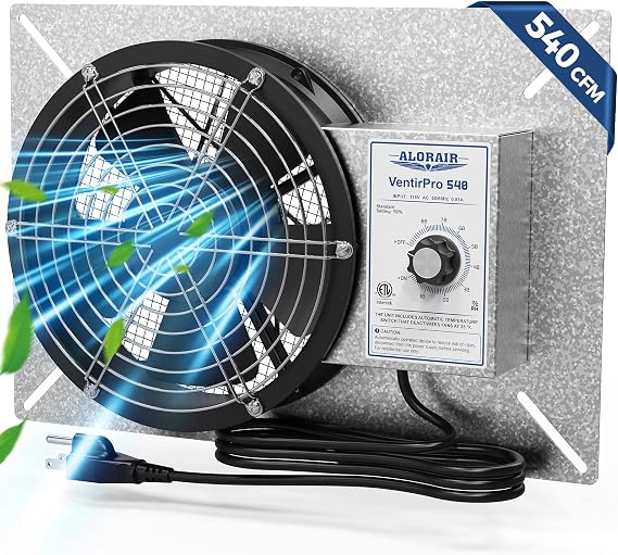 ALORAIR 540CFM Crawl Space Ventilator Fan with Humidistat & Thermostat