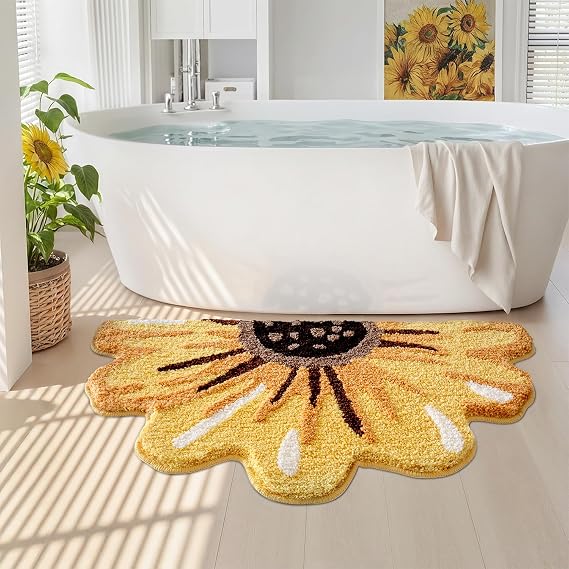 LUMI Floral Bathroom Rug, Absorbent Non Slip Bath Mat, 24"x43"