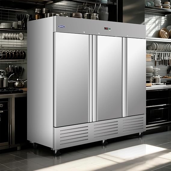 81"W Commercial Refrigerator Freezer,72 Cu.ft Commercial Refrigerator with 3 Solid Door Reach-In Freezers Stainless Steel,ETL Upright Freeze Storage w/ 9 Adjustable Shelves,LED,for Restaurant,Silver