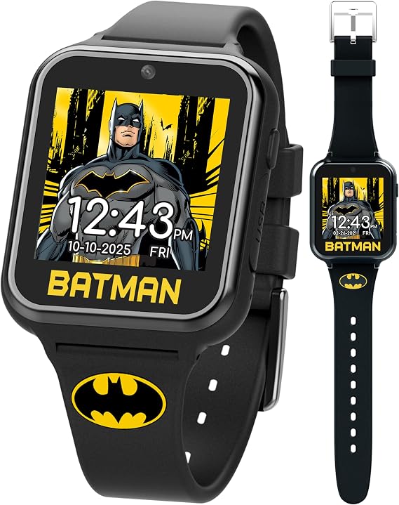 Batman Kids Smart Watch Touchscreen with Camera Voice Recorder Games Stopwatch Alarm Timer Fitness Tracker Calculator Adjustable Strap Fits 5.5" to 8" Wrists